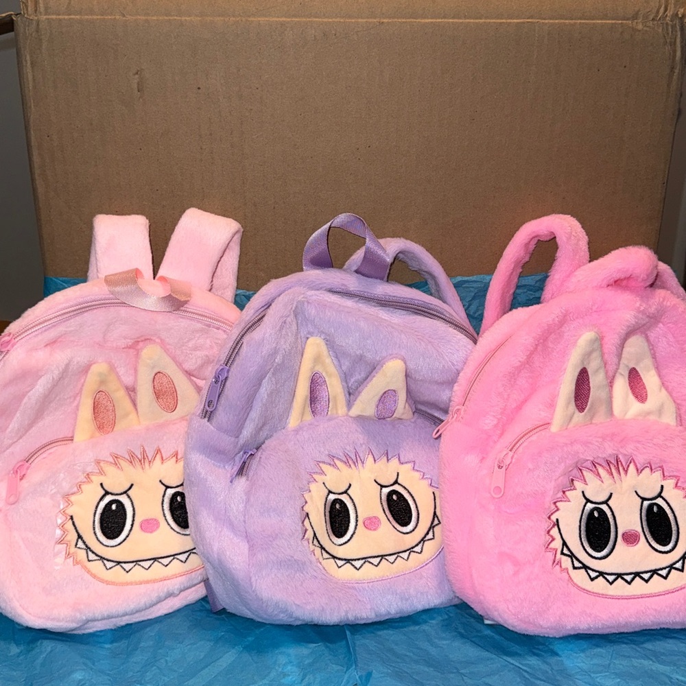Adorable Monster Plush Backpack Purple